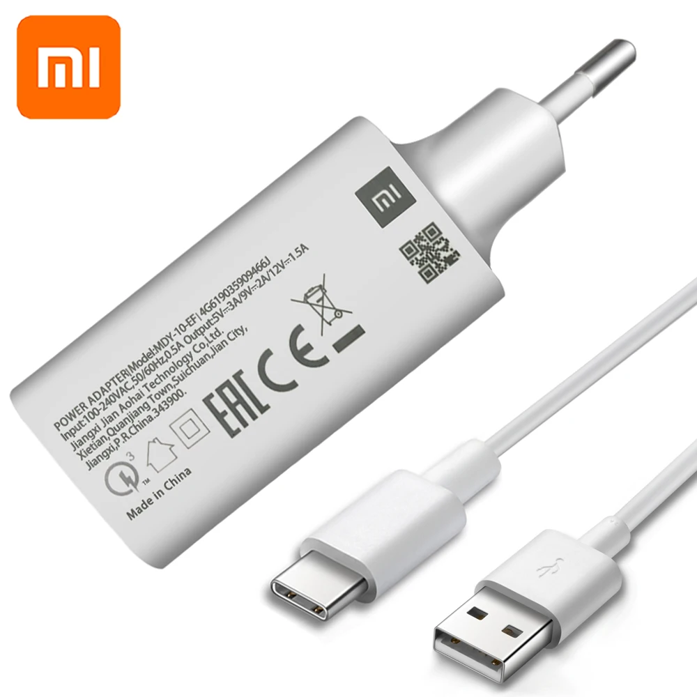 

Original MI 9SE QC3.0 Fast USB Wall Charger Micro Usb and Type C Cable Quick Charge for Mi 9 8 SE CC9 A3 Mix Redmi Note 7 6 5 4