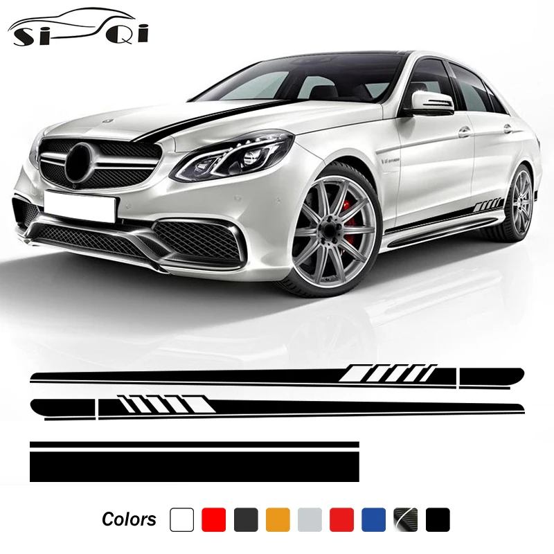 

3 Pcs Car Hood Decal Edition 1 Side Stripes Skirt Sticker For Mercedes Benz E Class W212 E63 AMG S212 A207 C207 E250 E300 E350