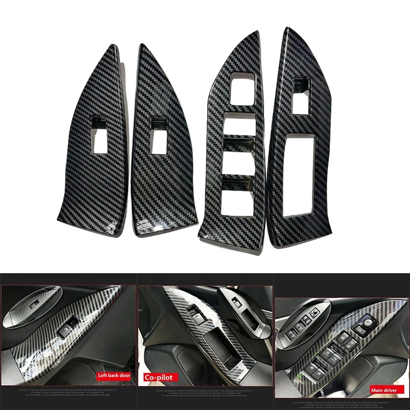 

4 шт. для Subaru Forester, кнопка переключения двери, подлокотника, стеклоподъемника, панель, крышка, отделка, наклейки, автомобильные аксессуары