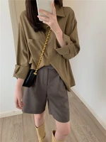 five point pants womens black spring and summer new loose wide leg thin pants high waisted all match drape suit shorts