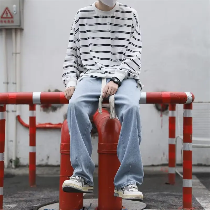 

Students Loose Fit Korean Style Hip Hop Harajuku Jeans Casual High Street Baggy Denim Long Pants