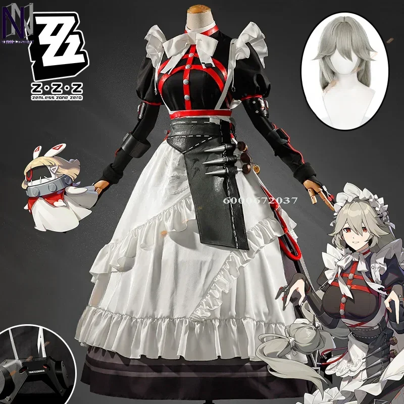 Zenless Zone Zero Game Alexandrina Себастьян Рина Косплей Костюм Парик Платье Горничной