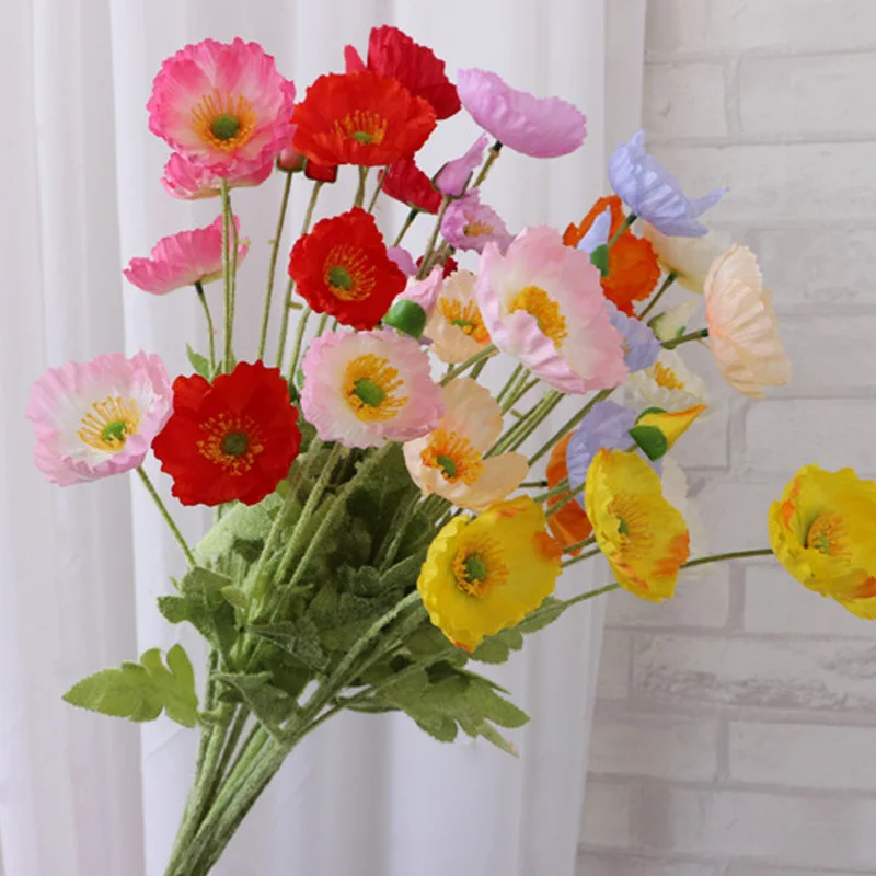 

1PC Fake Flower Artificial Flower Artificial Poppy Bouquet 4 Heads Ornament Crafts Decoration DIY Handmade Photographic Props