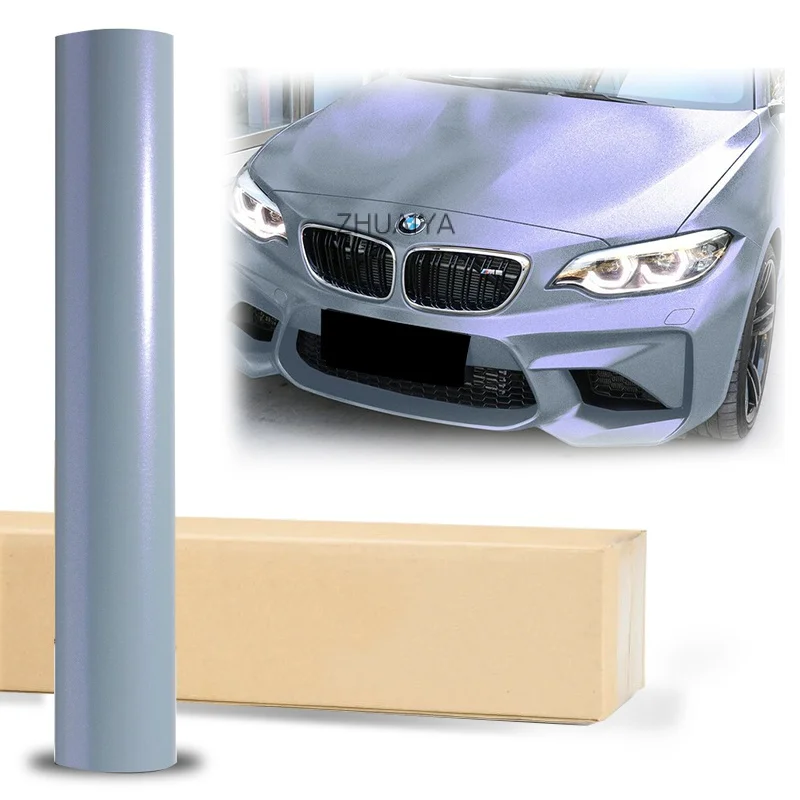 

Новое поступление без пузырьков воздуха 1,52x18 м двухцветная меняющая матовая супер глянцевая от фиолетового до серого Автомобильная виниловая пленка
