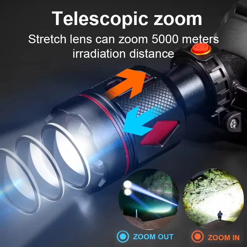 Самый мощный светодиодный налобный фонарь 10000000 LM супер яркий USB перезаряжаемый