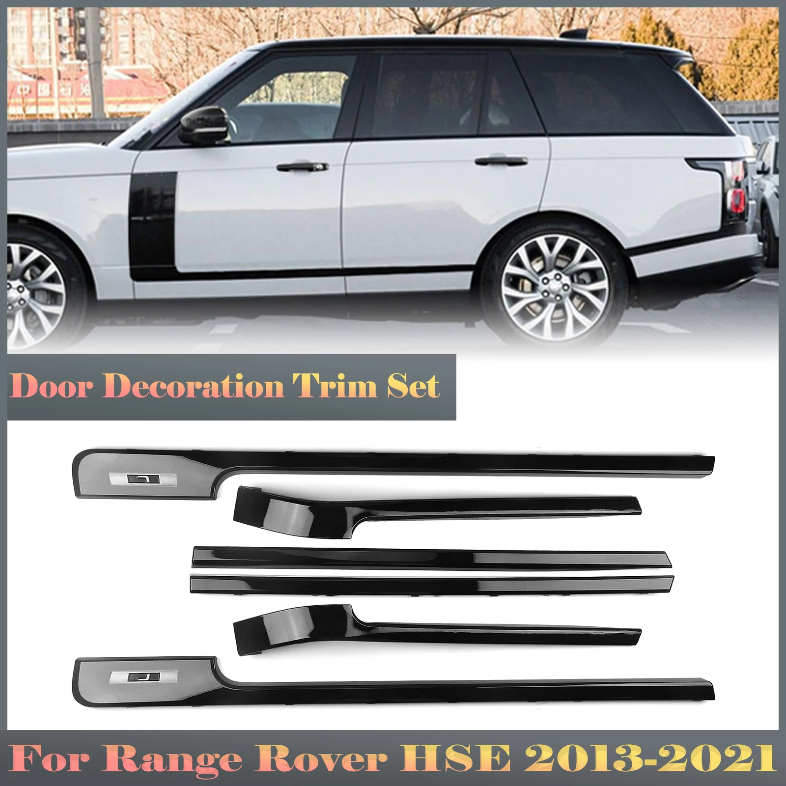 

Для Land Rover Range Rover HSE L405 LWB 2013-2021, черные автомобильные наружные двери, боковые задние полосы с декоративной отделкой