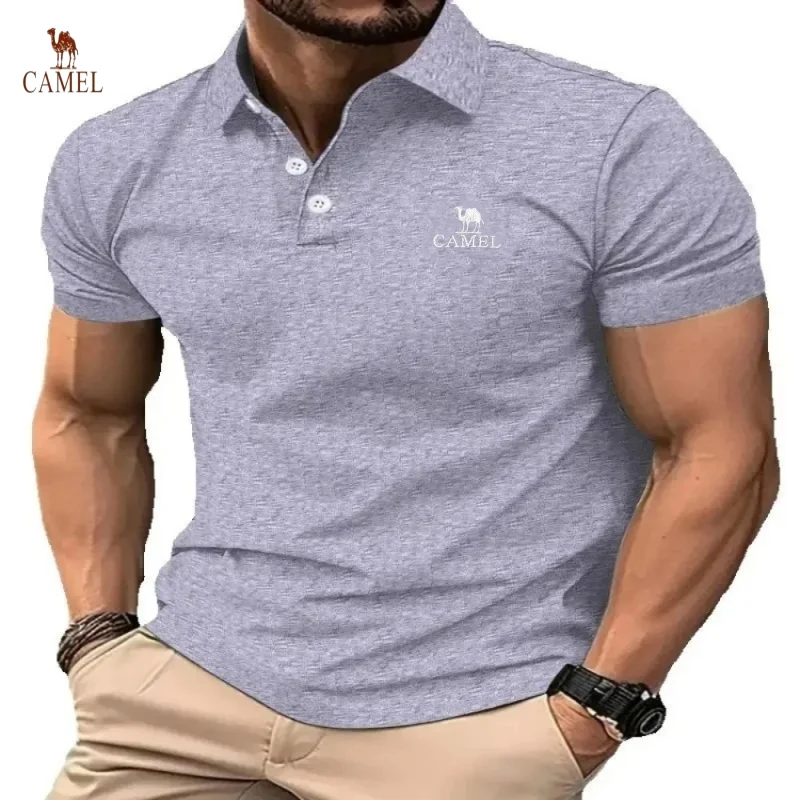 Мужская повседневная модная дышащая рубашка поло удобный топ с вышивкой для
