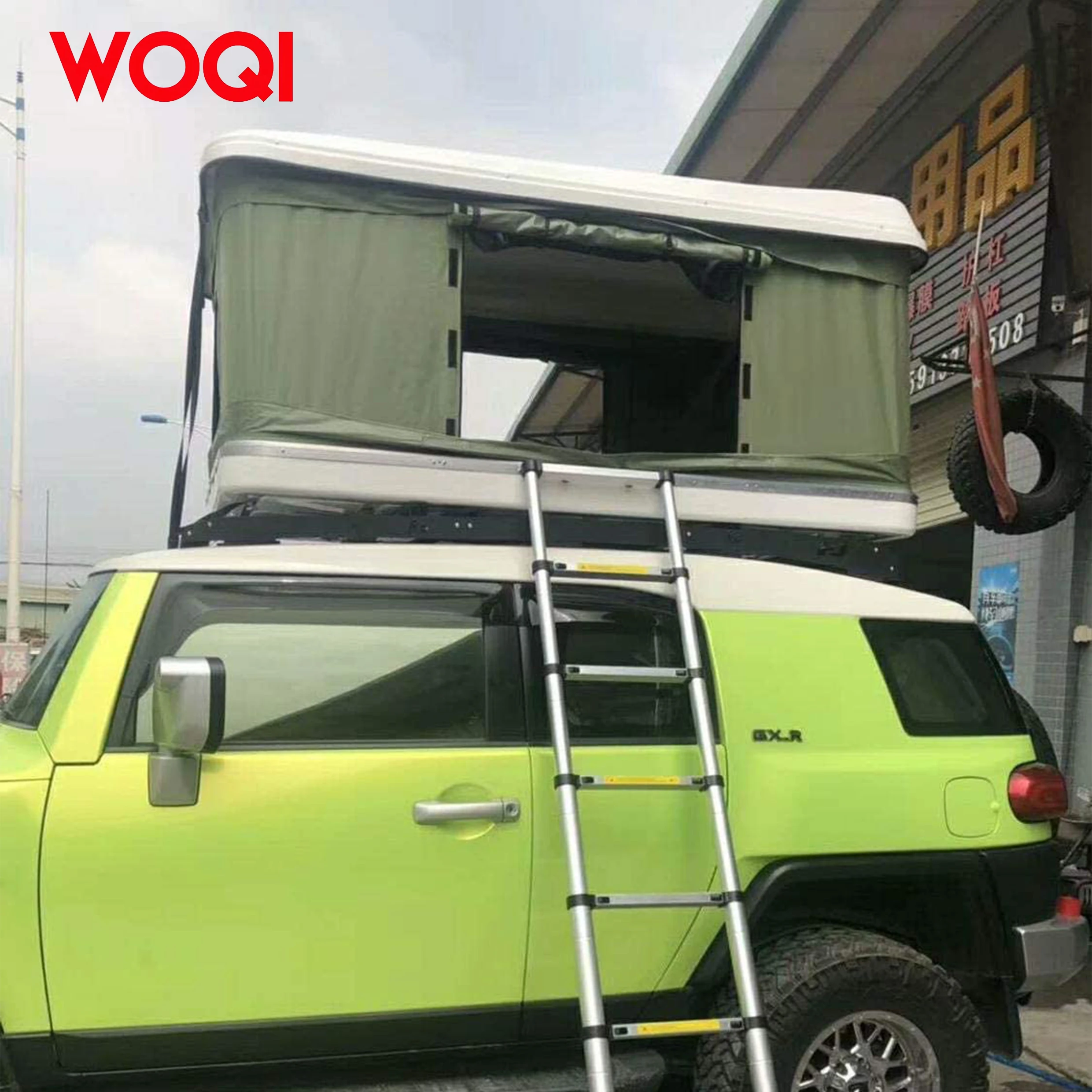 Фото Woqi Высокое качество 4*4 стекловолоконный жесткий корпус автомобильная палатка на крыше водонепроницаемый автоматический багажник на крышу на заказ два для кемпинга на 4 человека №5
