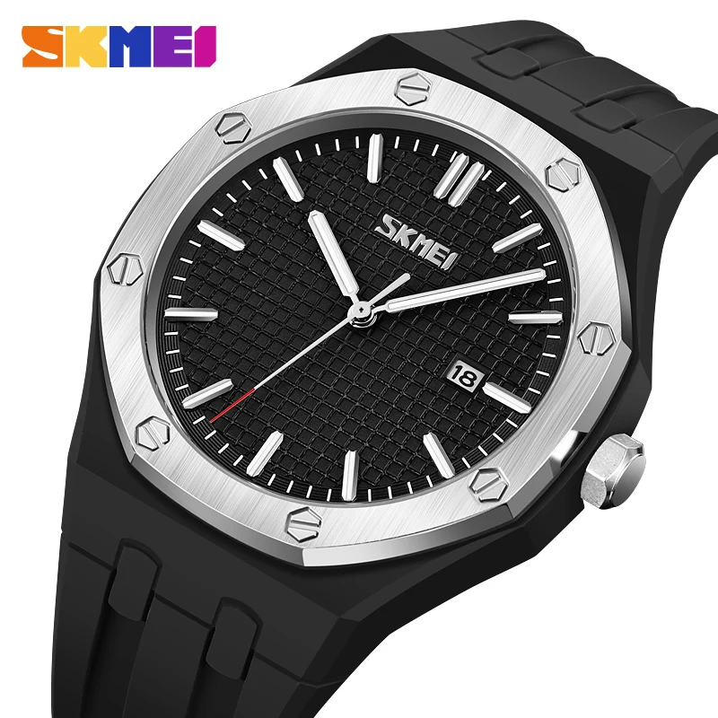 

SKMEI New Creative Rhombic Dial Watches Mens Japan Quartz movement Waterproof Wristwatch Silicone Strap Date Clock reloj hombre