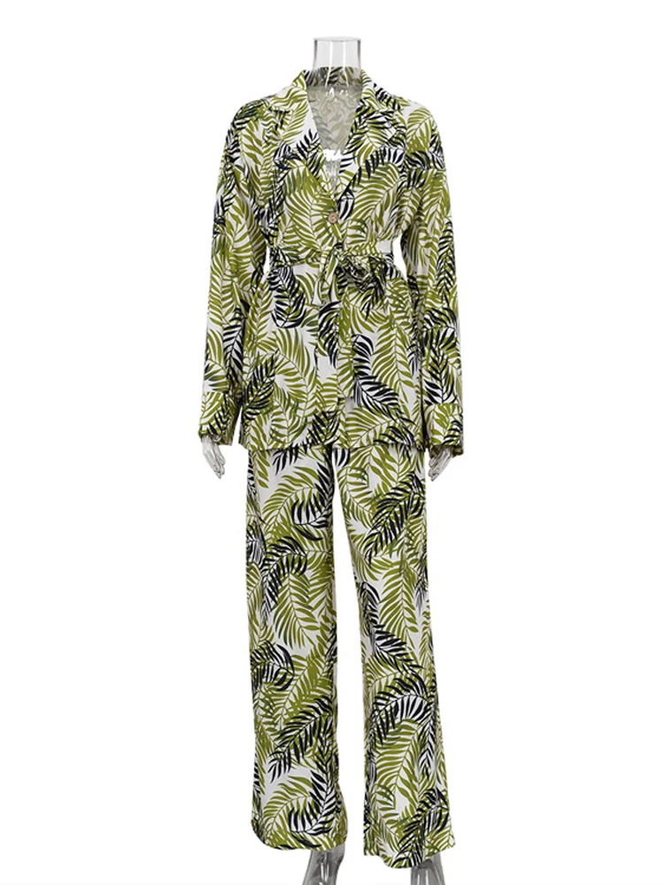 Женская пижама повседневный свободный комплект из двух предметов с принтом