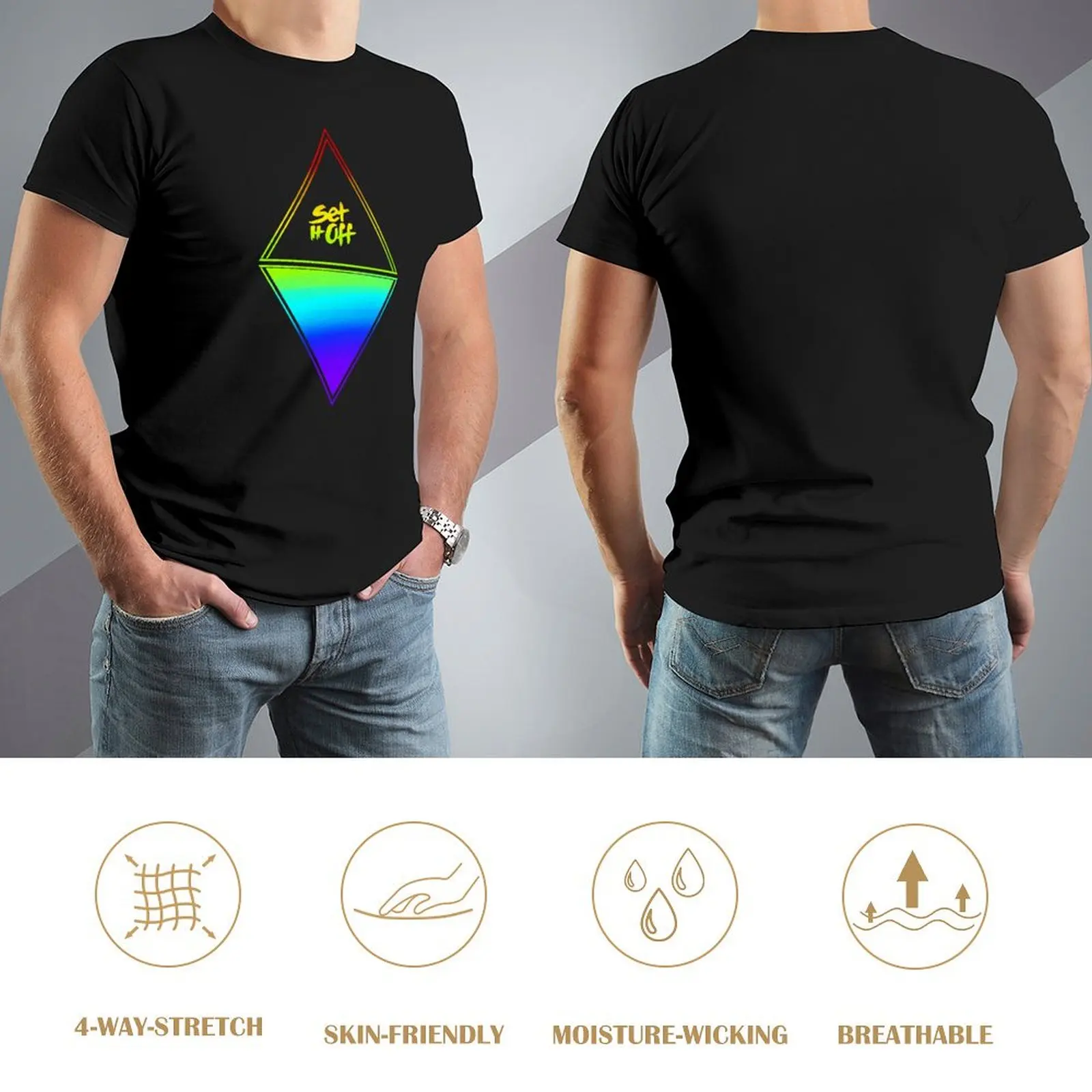 Футболка Set it off duality Diamond (Rainbow) Эстетическая одежда на заказ Одежда для мужчин