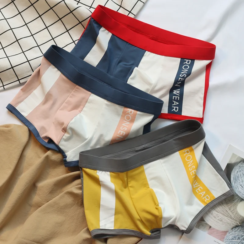 

3Pcs Young Fashion Boxer Shorts Underpants Man 3XL Trendy Striped Cotton Boxer Underwear Breathable Sexy Boxershorts