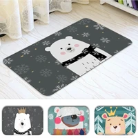 kawaii white bear printed flannel floor mat bathroom decor carpet non slip for living room kitchen welcome doormat