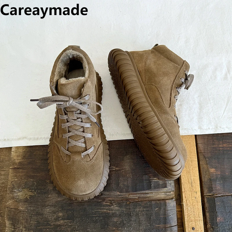 Фото Careaymade-женские ботинки из натуральной кожи с широкой головкой, удобные теплые ботильоны Boken на мягкой подошве на толстой подошве, рабочая одежда, короткие ботинки №2