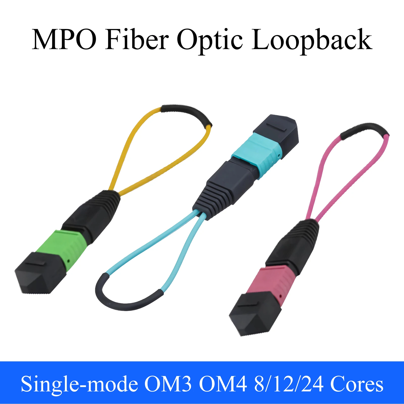 1PCS MPO/MTP Fiber Optic Loopback Female Single Mode OM3 OM4 Adapter 8/12/24 Cores Loop Fiber Optical Tester Plug Connector