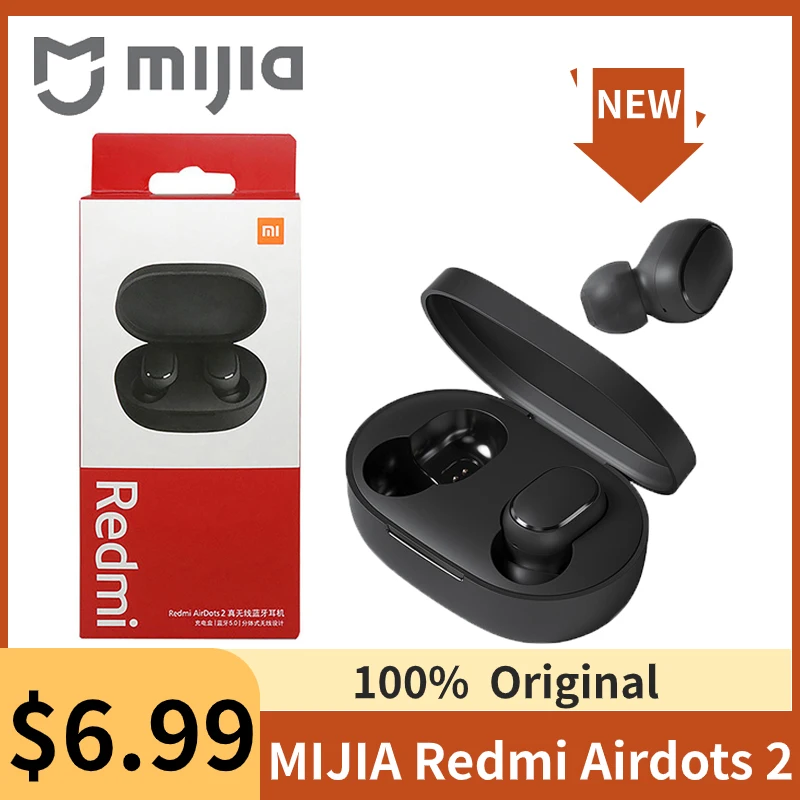 

MIJIA Xiaomi Redmi Airdots 2 TWS Bluetooth Earbuds True Wireless Sports Earphones Noise Reduction Stereo Bass Headset with Mic