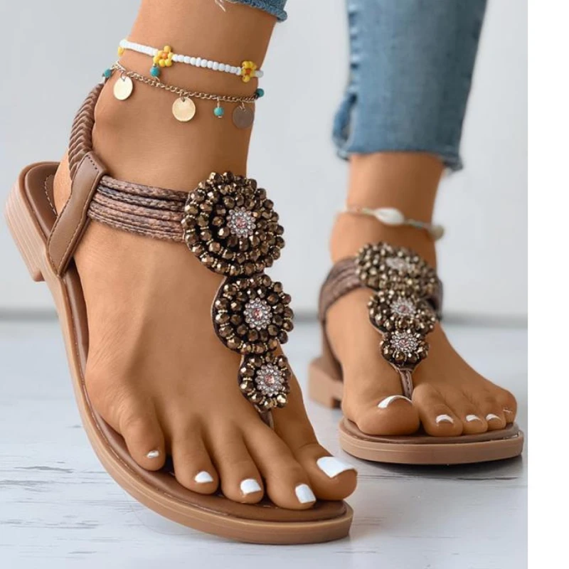 

New Women Summer Sandals Bohemian Slip On Ladies Fashion Shoes Clip Toe Casual Comfortbale Flats Resort Beach Females Shoes