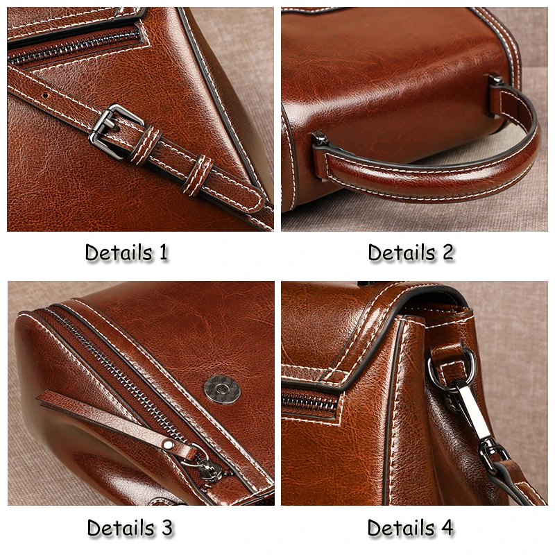 New Luxury Leather Women's Handbag Fashion Versatile Retro Style Shoulder Bag Cowhide Crossbody Women's Bags Small Square Bag