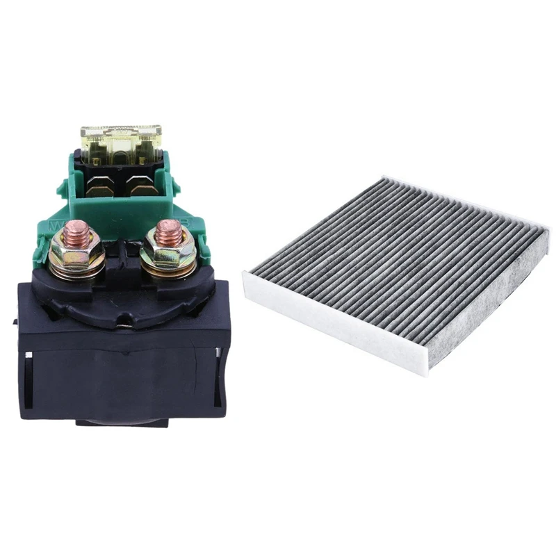 

2 шт. автомобильные аксессуары: 1 комплект соленоидных реле стартера мотоцикла и 1 автомобильный фильтр кондиционера, воздушный фильтр