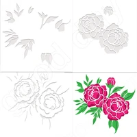 2022 easterpeony floral layering stencil%c2%a0metal cutting stencil scrapbooking diy decoration craft embossing