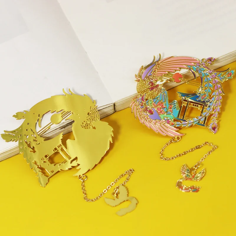 

Красочные феникс выдалбливают креативная металлическая Закладка для книги 2022 чтения книги маркер канцелярские принадлежности подарок 60*60 ...