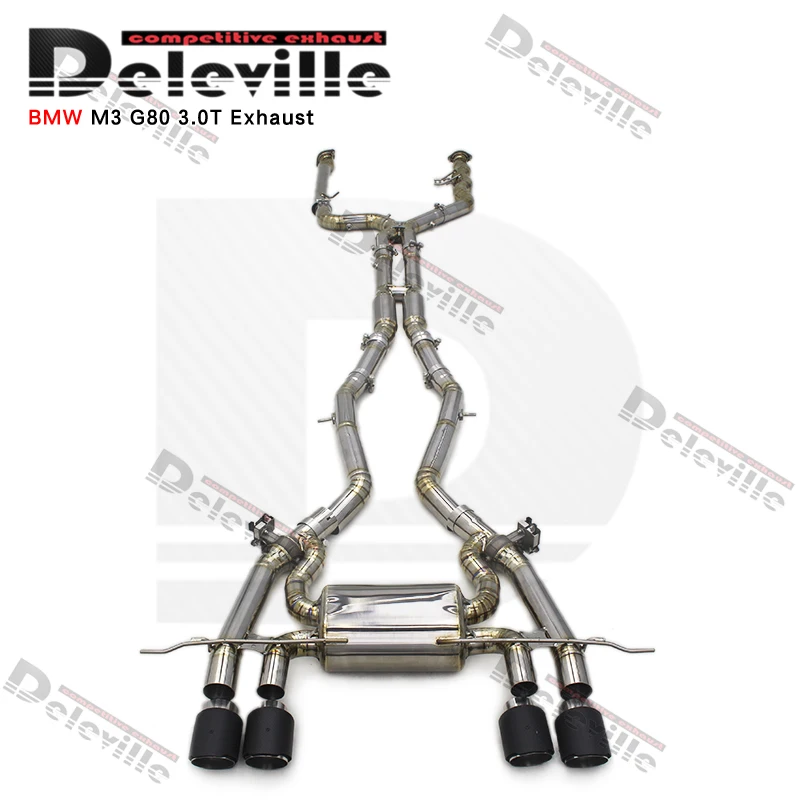 Фото Высокопроизводительная титановая выхлопная система Yooking Valvetronic Catback для BMW M3 G80 M4 G82 S58 3.0T 2019-2024 с двойной средней трубой, гоночная версия Mu №4