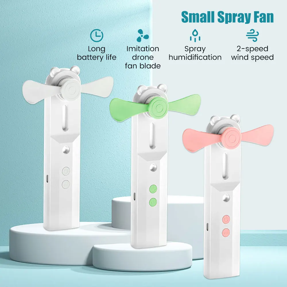

2022 USB Rechargeable Mini Handheld Fan Outdoor Mini Creative Desktop Office Mute Charging Portable Handheld Fan Water Mist Fan