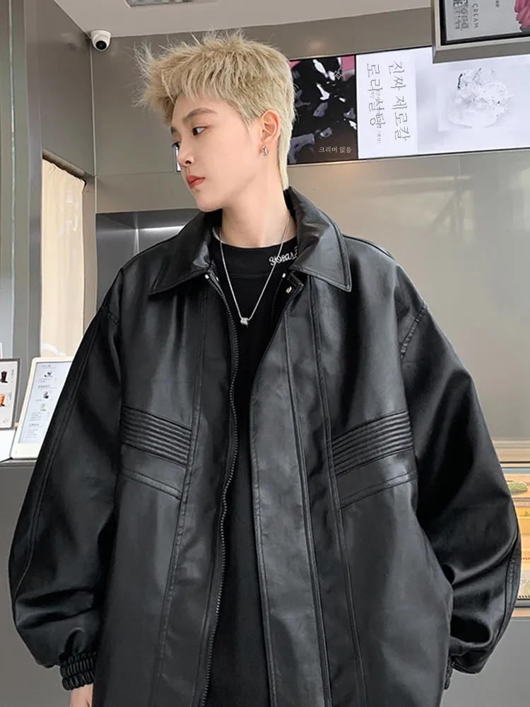 Кожаное пальто верхняя одежда мужская весенне-осенняя модная брендовая Ins