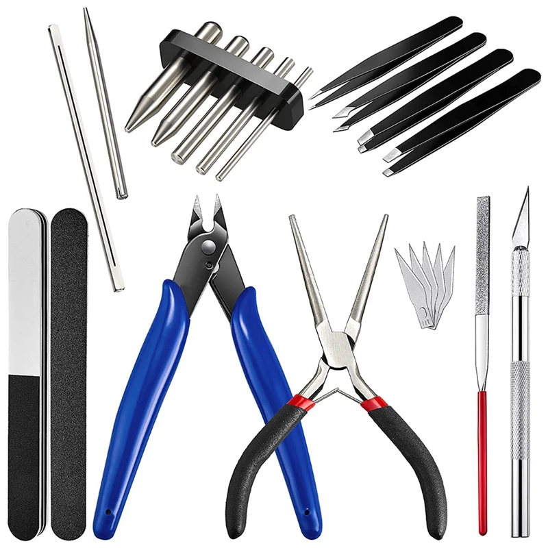 

17 Pieces Metal Puzzle Tool Set Tool DIY Metal Model Kits Tools Tab Edge Cylinder Cone Shape Bending Assist Tools