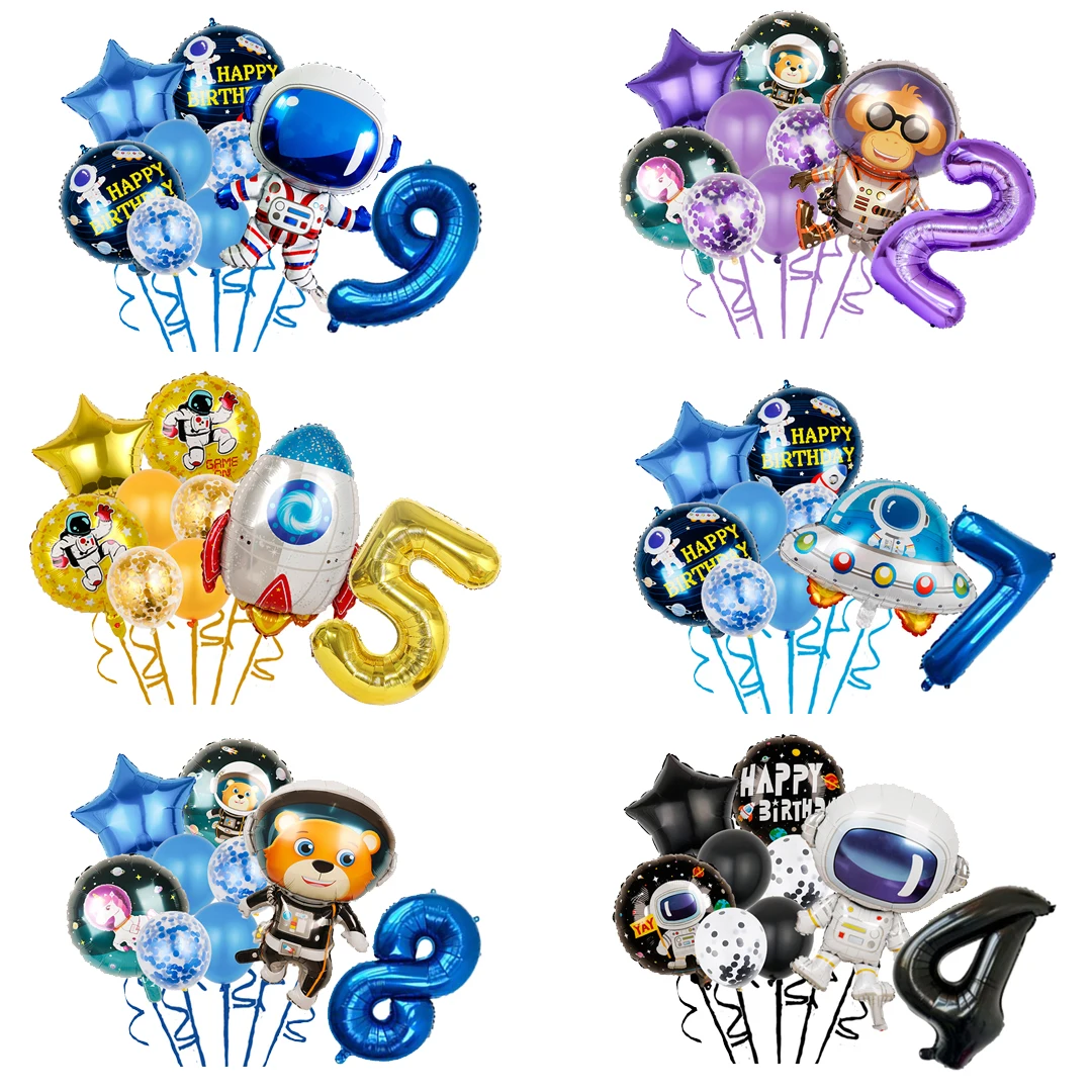 

2023 New Cartoon Disney Astronaut Rocket UFO Birthday Party Singles Carnival Decoration Latex Digital Balloon Baby Bath Boy Gift
