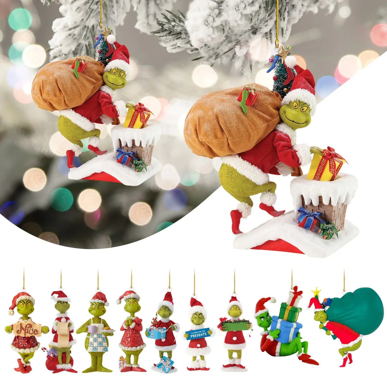 

New 2024 Green Hair Monster Pendant Christmas Tree Decoration Car Backpack Pendant Classmates Friends Children Holiday Gift