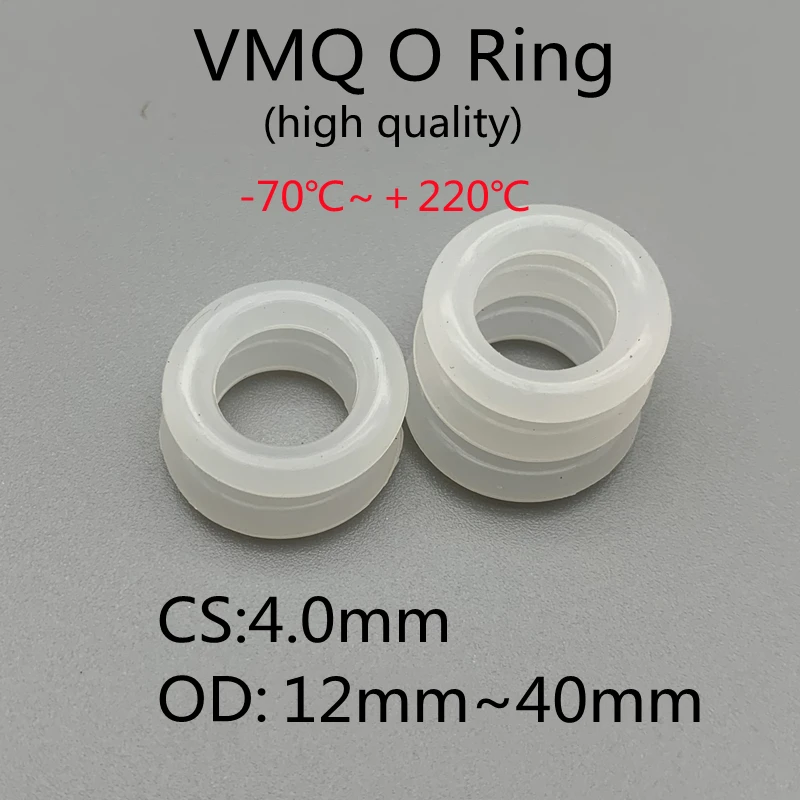 

50Pcs Silicone Ring Gaskets Thickness 4mm OD 12~40mm VMQ White Food Grade Waterproof Washer Rubber Silicone Gasket Rubber O-Ring