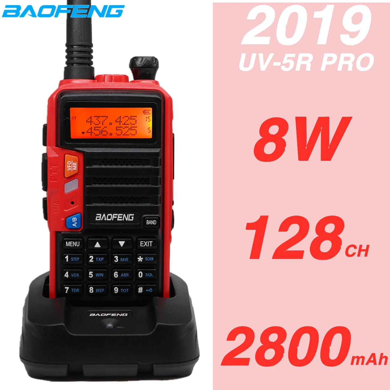 

2019 Baofeng UV-5R Pro Walkie Talkie Original 8W UV5R Two Way Radios VHF UHF Dual Band Hungting CB Ham Radio Station 10km