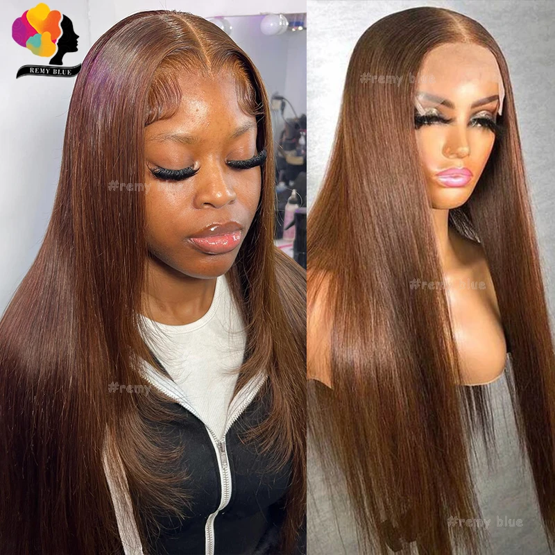 Парики шоколадно-коричневые 13x6 прямые передние парики на сетке из человеческих