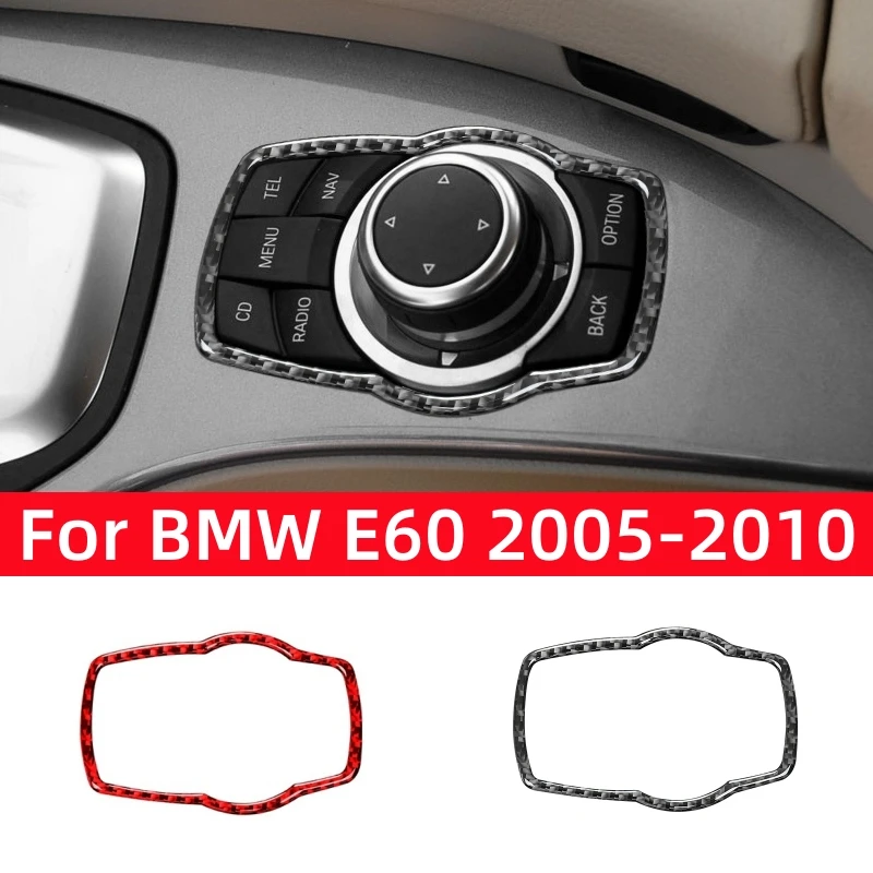 

For BMW 5 Series E60 2004-2010 Car Accessories Carbon Fiber Interior Car Multimedia Buttons Trim Frame Cover Decoration Stickers