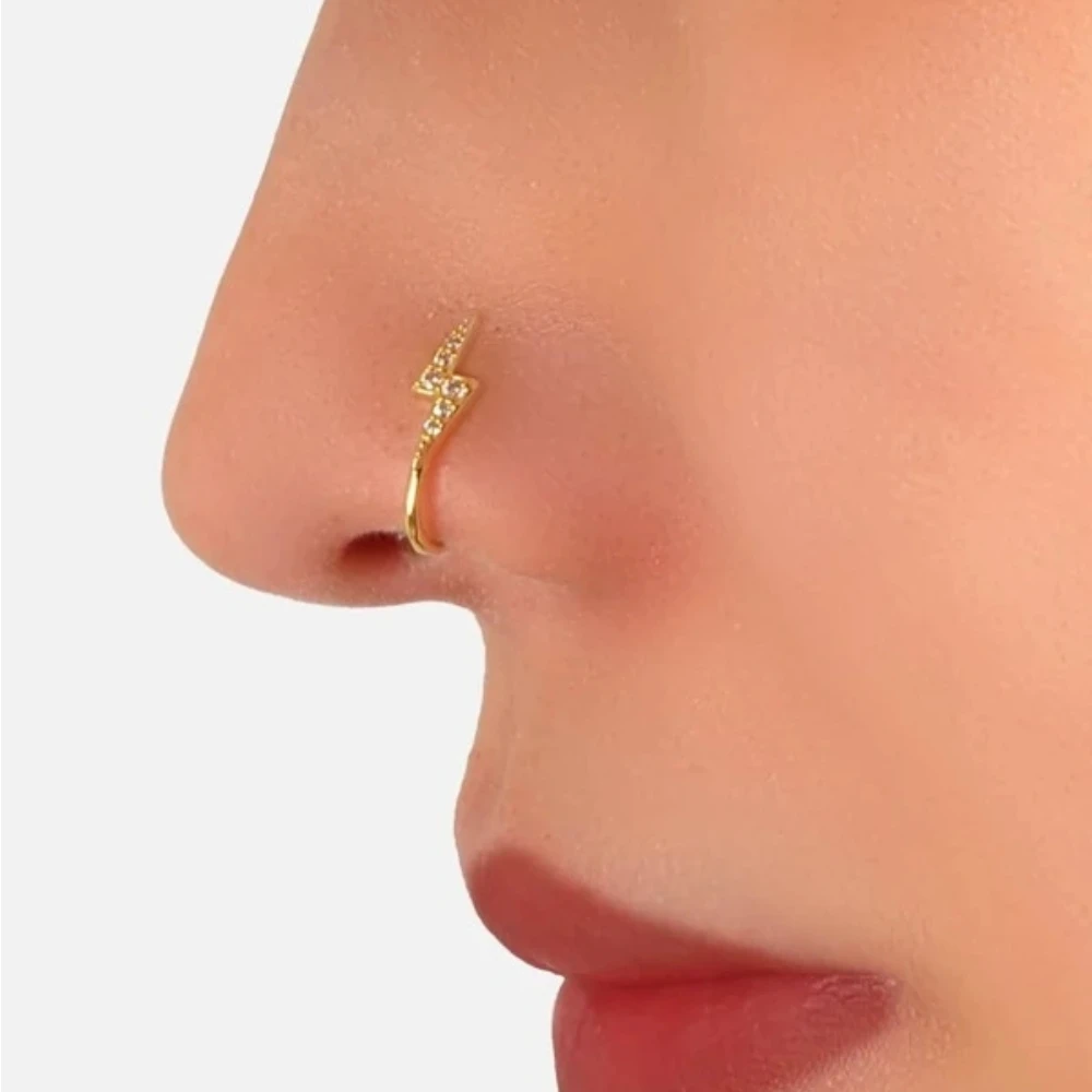 

AIDE Lightning Diamond-studded Nose Ring 925S Silver Cartilage Ring For Women 2023 Trend Girl Jewelry Pendientes Aretes Gifts