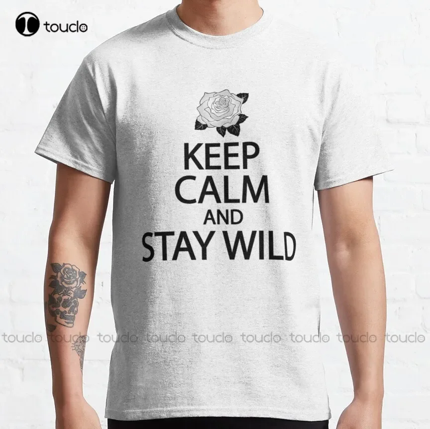 

Классическая футболка с надписью Keep Calm And Stay Wild, футболка с надписью «Keep Calm And Stay Wild», модная необычная Повседневная смешная футболка в стиле Харадзюку, Размеры товара