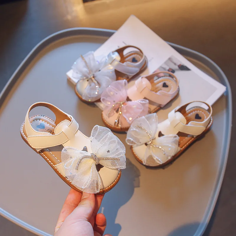 

Kids Shoes Summer New Princess Sandals Fashion Girls Mesh Bow Shoes Casual Soft Bottom Student Beach Shoes Toddler Girl Sandals