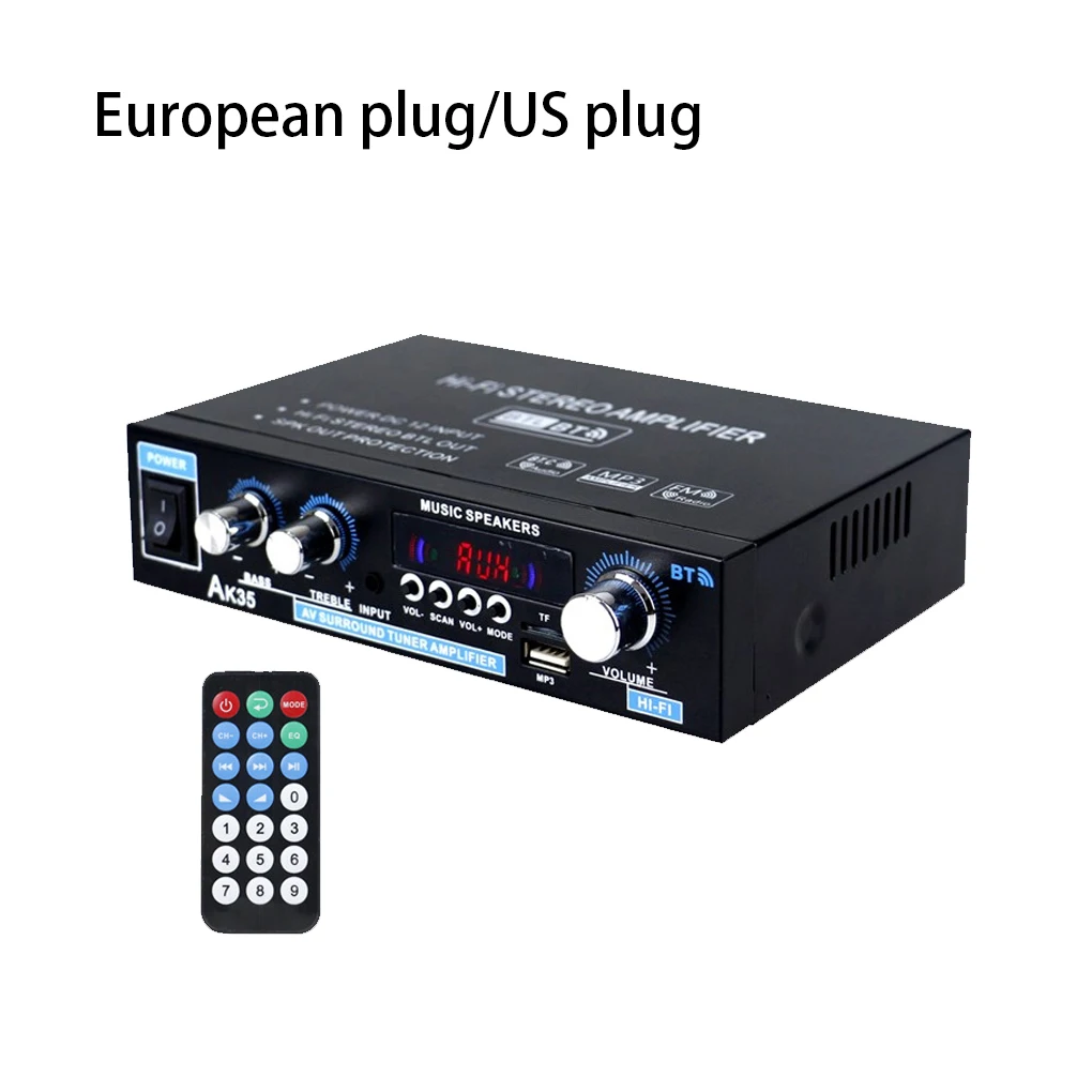 

Усилитель мощности кинотеатра Bluetooth-совместимый V5.0 беспроводной усилитель аудио пульт дистанционного управления динамик 2,0 каналов усилен...