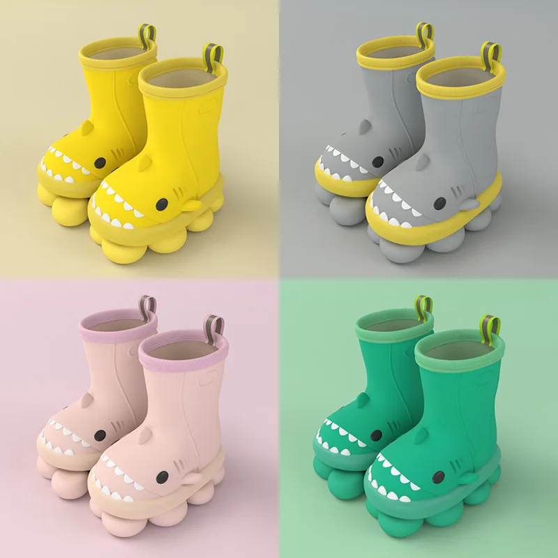 

Cartoon shark children's rain boots girl baby non-slip rain boots little toddler cute water shoes waterproof kids rubber shoes