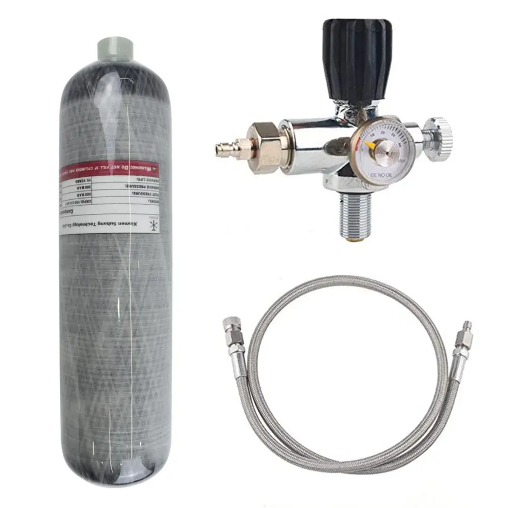 

Tuxing 300Bar 4500psi 3L Carbon Fiber Cylinder Paintball HPA Air Tank Fill Station With Valve Regulator Gauge PCP Airgun M18*1.5