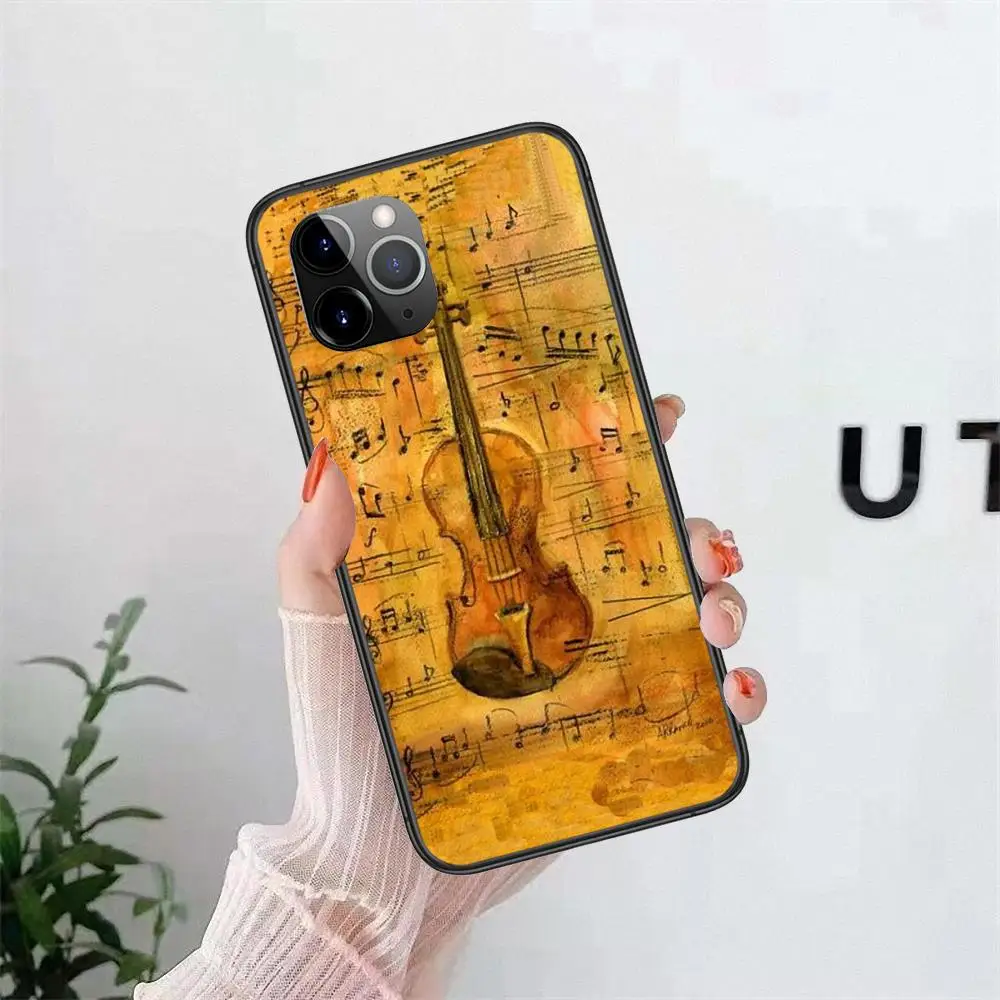 Для Galaxy G313 Grand I9082 Prime Note 8 9 10 20 Lite Plus Pro Ultra скрипка и музыкальные ноты ретро черный Hoesjes Модный чехол (art.: 3920bd63fd57b) - 3920bd63fd57b