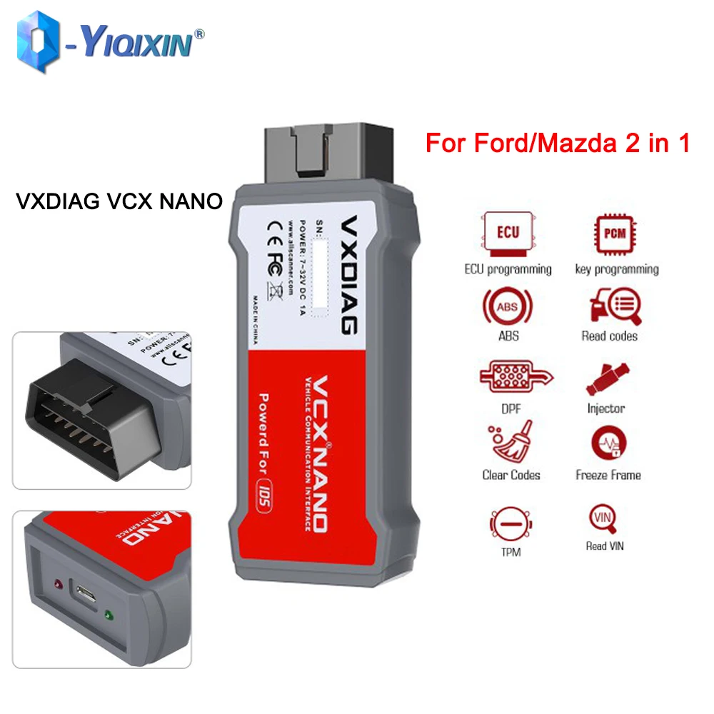 VXDIAG VCX Nano для Ford/Mazda 2 в 1 с инструментом диагностики IDS V125 Программирование ECU считывание VIN Clear код Win7 Win8 Win10 TPM DPF