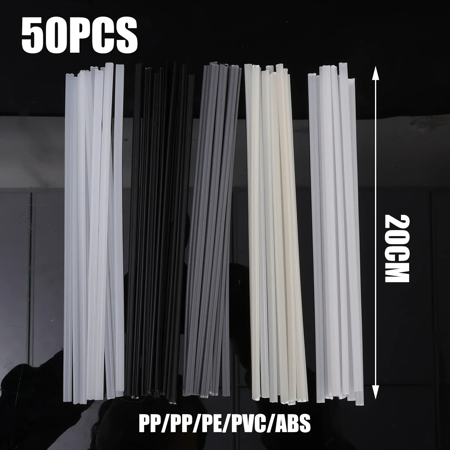 

Набор сварочных стержней из полипропилена/ПВХ/АБС-пластика 20 см для ремонта бампера, сварочные принадлежности, пластиковая сварочная горелка, полипропиленовый сварочный стержень, 50 шт.