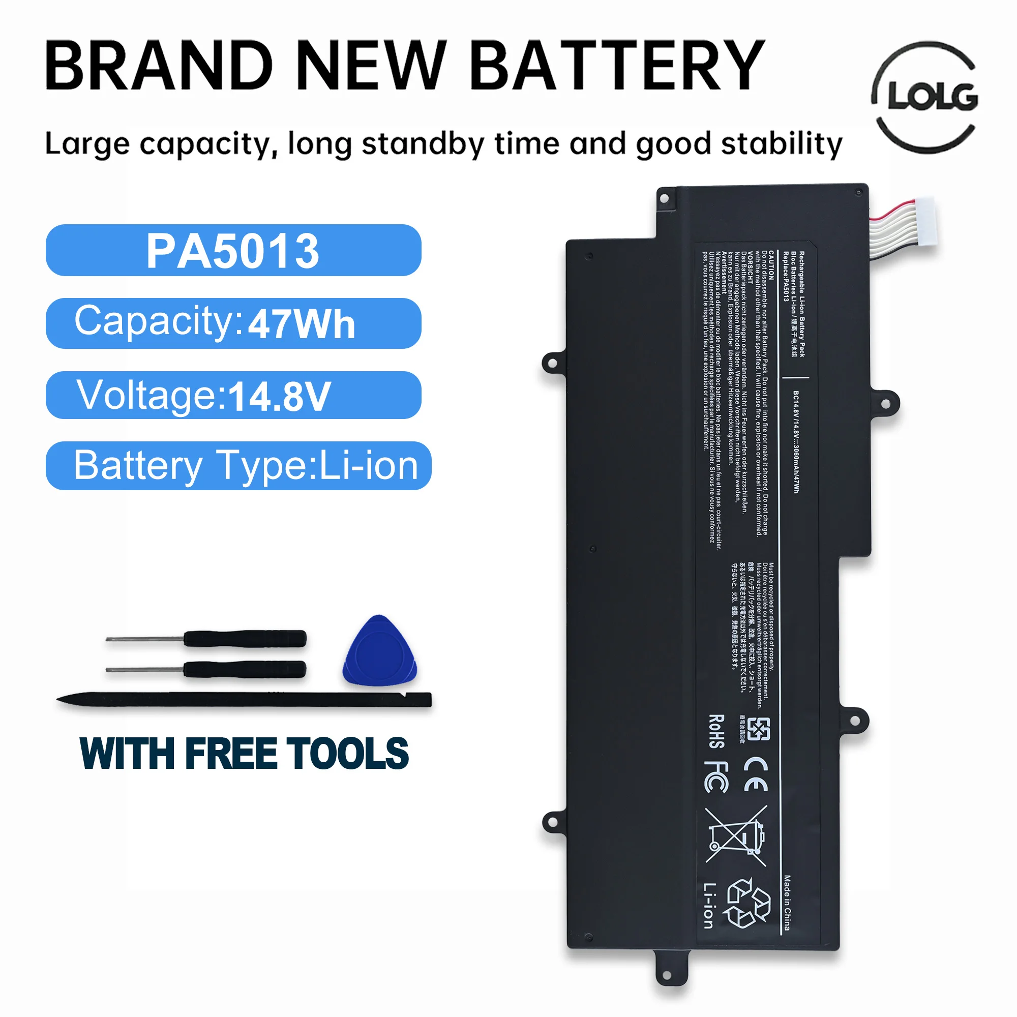 Фото Аккумулятор для ноутбука LOLG PA5013U-1BRS PA5013U для Toshiba Portege Z830 Z835 Z930 Z935 Ultrabook PA5013 14.8V 3060mAh + инструмент для замены (бесплатно) №1