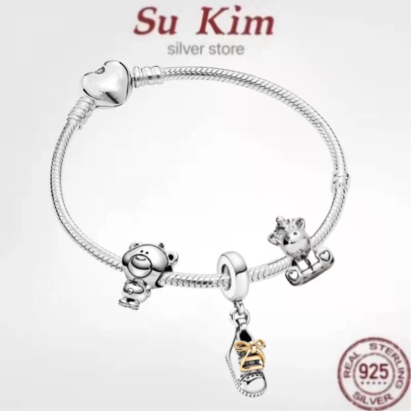

Hot Sale 100% 925 Sterling Silver Bracelet Beads Charms Bangle DIY Jewelry For Women Gift