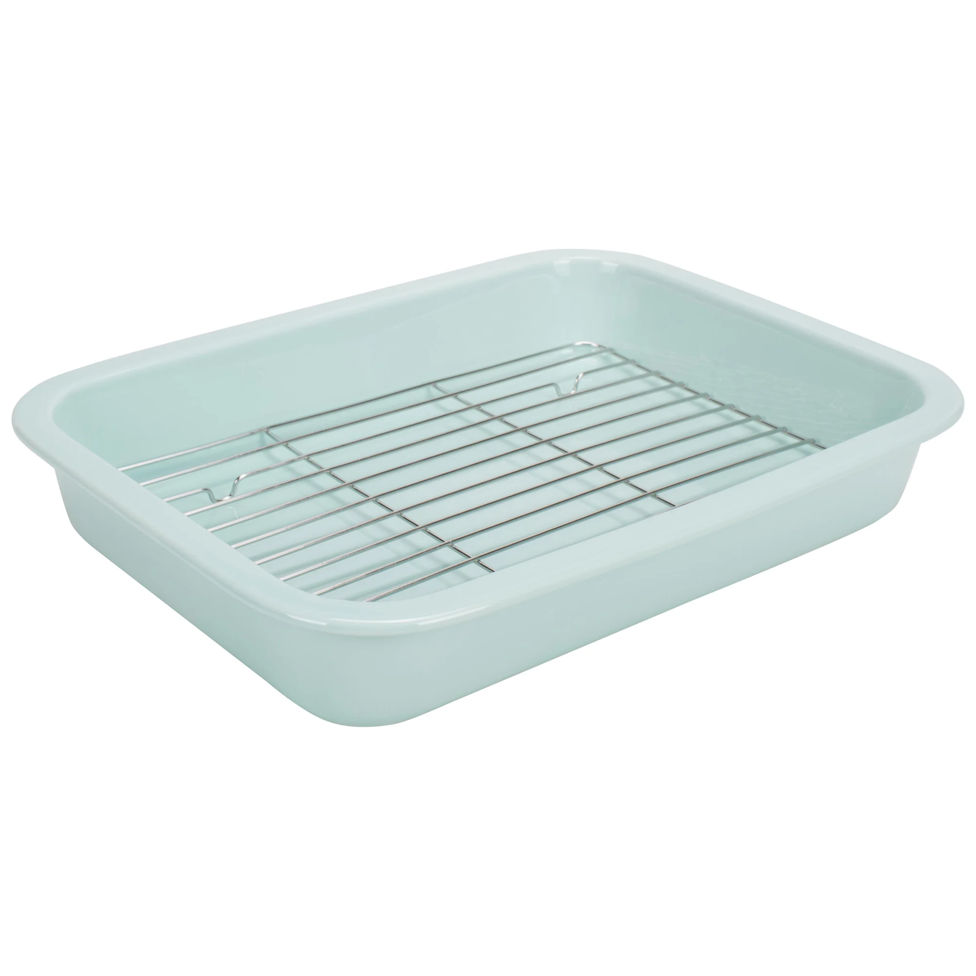 

Ice Blue 12.9 x 9.3 Porcelain Baking Dish With Stainless Steel Rack