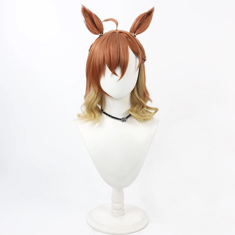 Фото Парик для косплея Uma Musume Pretty Derby Jungle Pocket, длинный синтетический парик с хвостом, головной убор для женщин и мужчин, костюм на Хэллоуин, для вечеринок №2