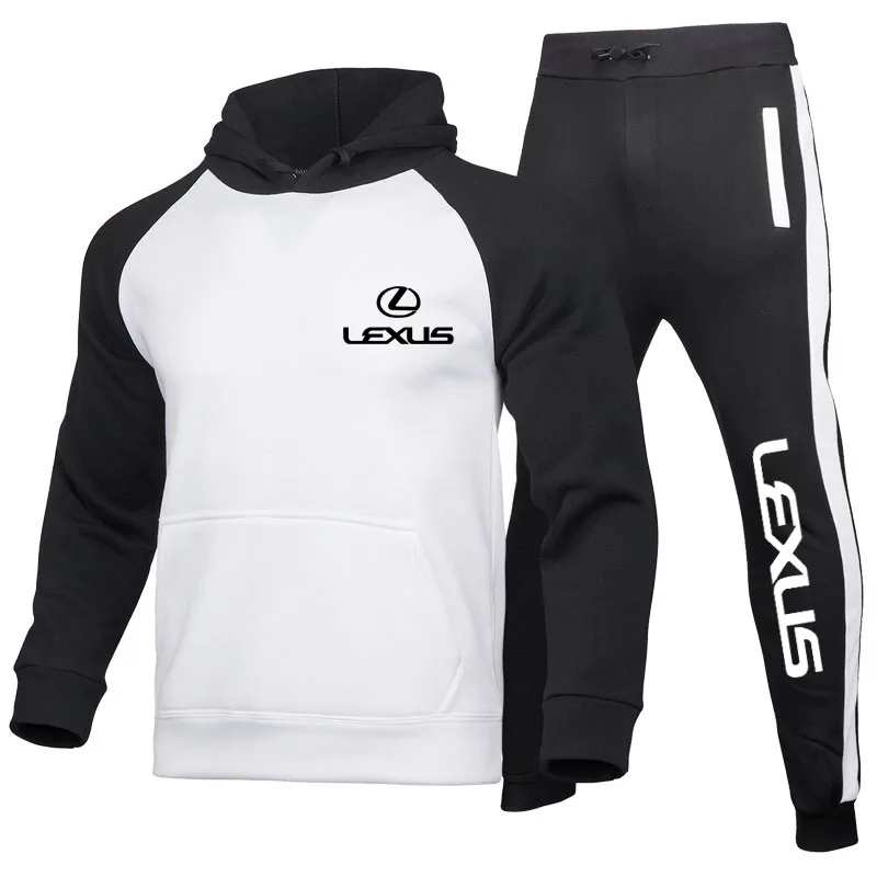 Lexus logo print Harajuku Men's Sportswear Hoodie Set (Hoodie + Pants) Fashion 2 Piece Set Autumn winter high quality men's suit