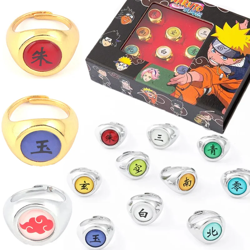 Anime Naruto Akatsuki luminous Rings Shippuuden Sharingan Metal Ring Itachi Pain Ring Cospaly Ninja Jewerly Christmas Party Gift